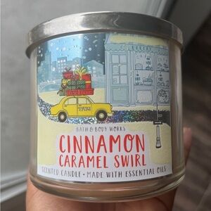 Bath & Body Works Cinnamon Caramel Swirl Candle - Yellow, Red, Blue